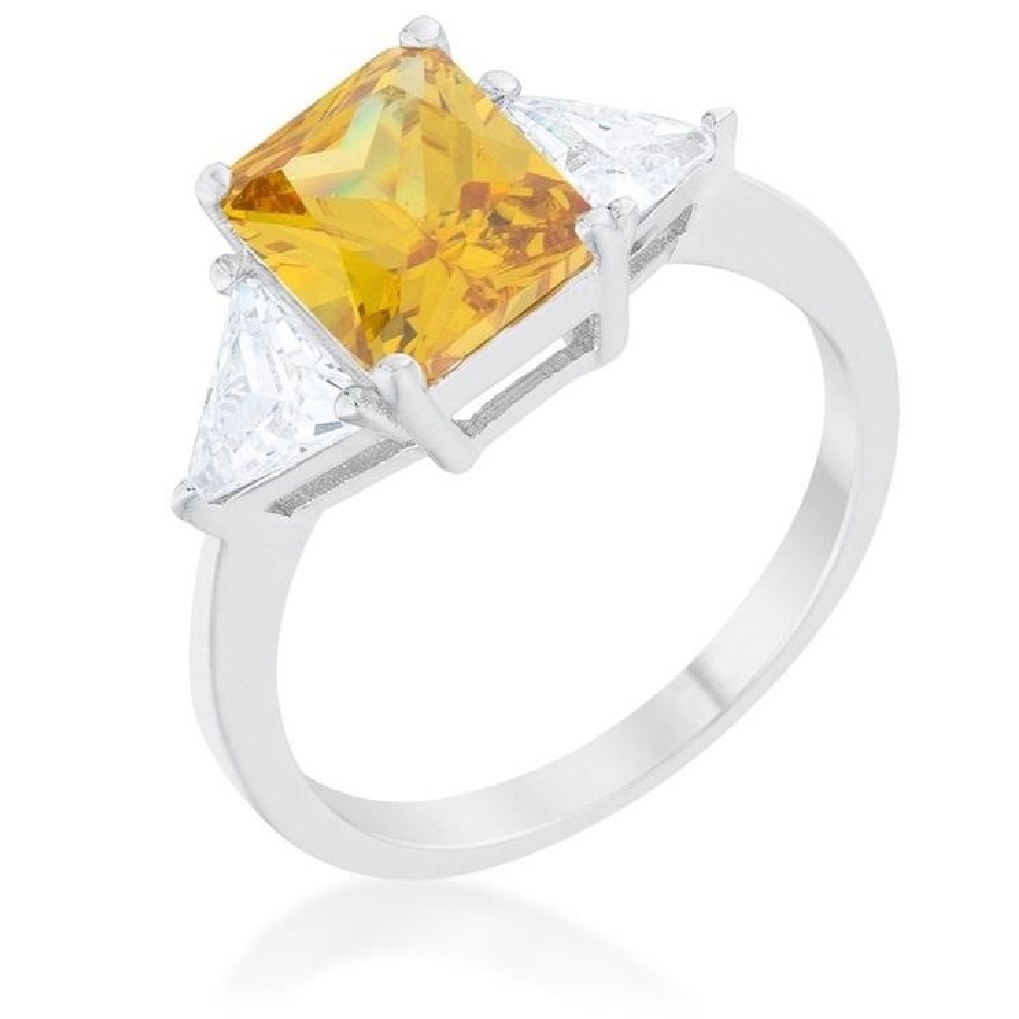 4.50ct Citrine & White Sapphire Ring,Yellow, Silver,Simulated Stone